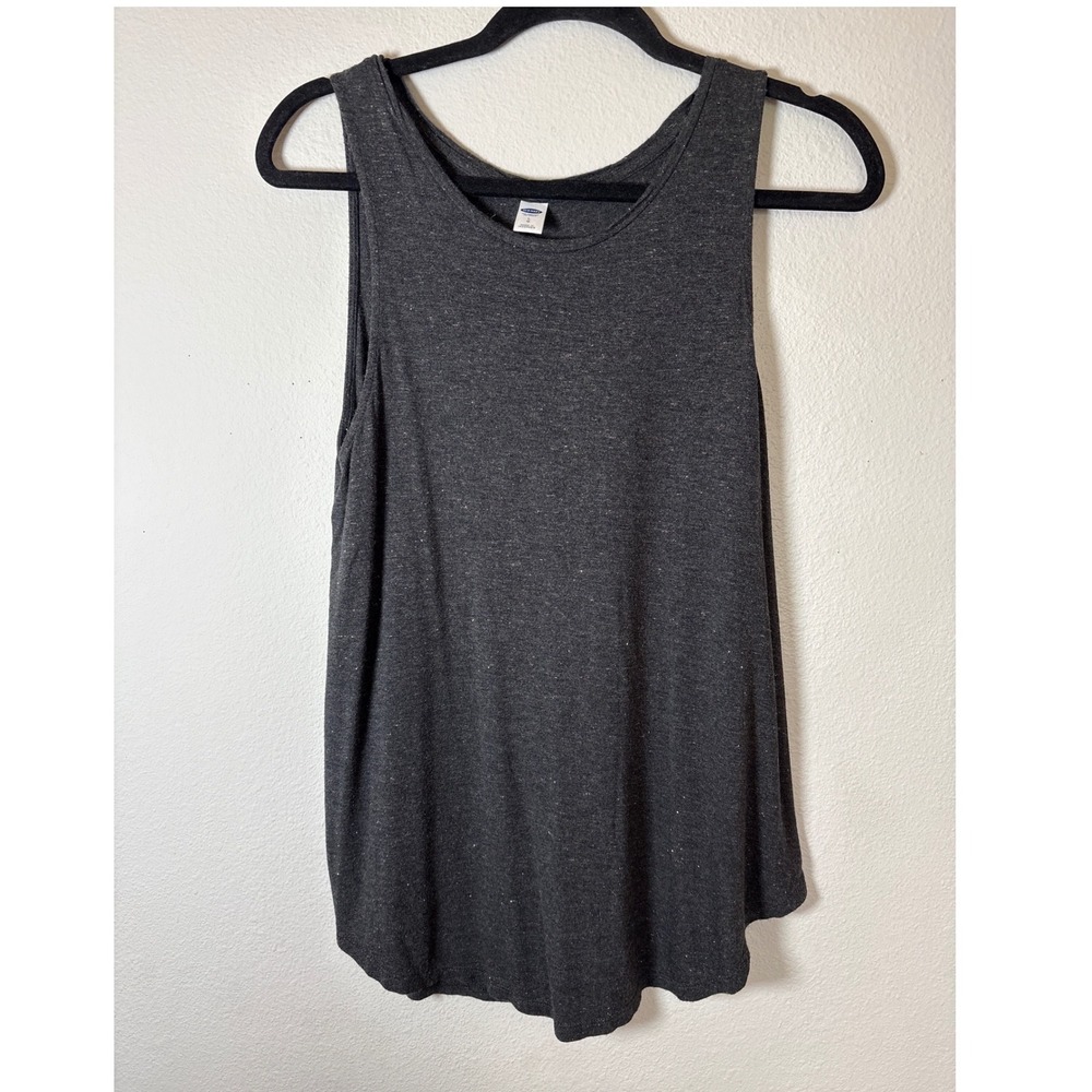 Old Navy Womens Charcoal Gray Gold Metallic Flecked Tank Top Large Scoop Neck